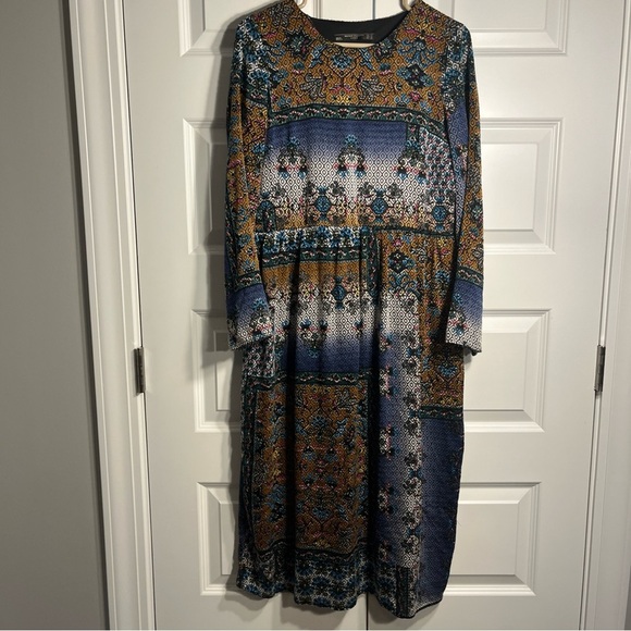 Zara Trafaluc Collection Patchwork Print Midi Dress Size Medium - Picture 1 of 9
